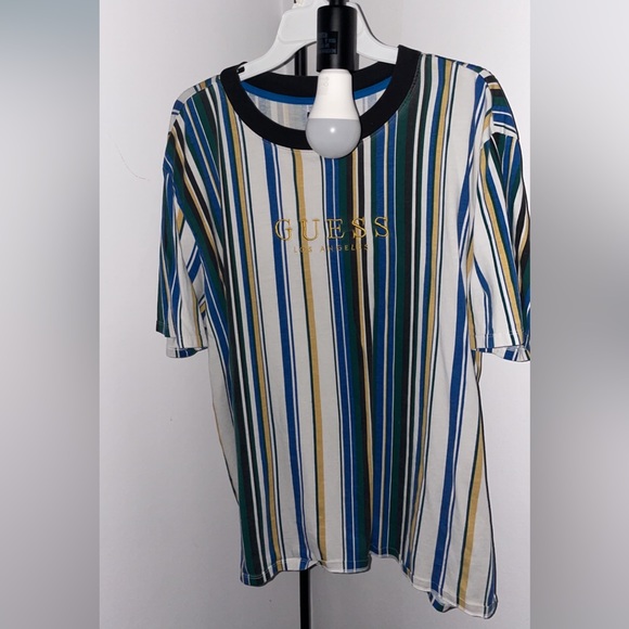 Guess Vertical Stripe T Shirt - Picture 1 of 4